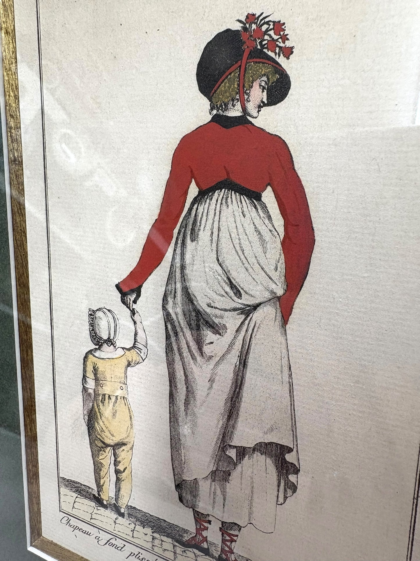 Antique Framed French Fashion Print