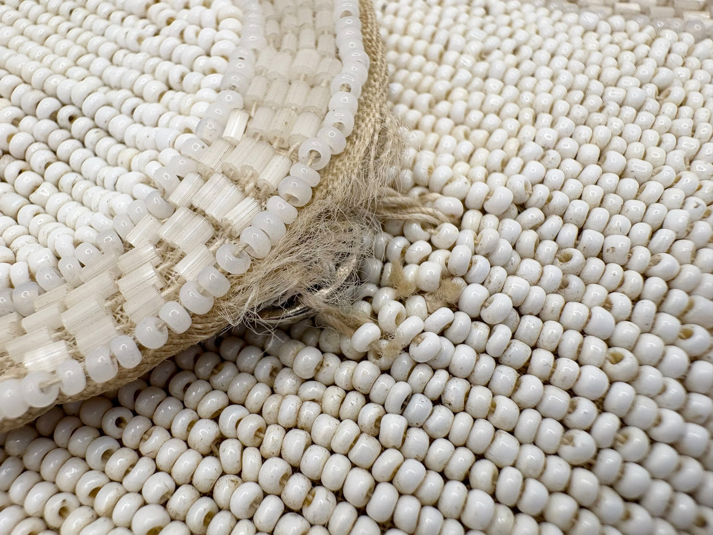 Whiting & Davis White Beaded Clutch