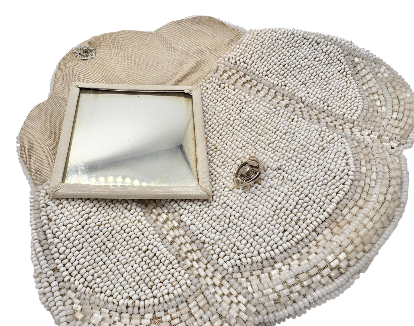 Whiting & Davis White Beaded Clutch