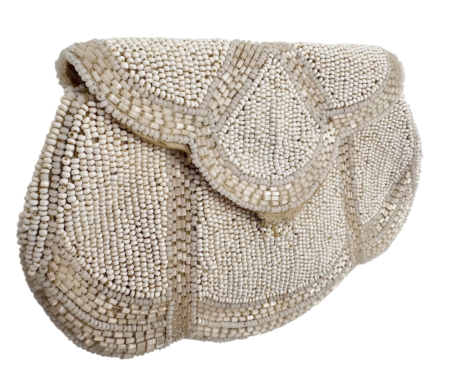 Whiting & Davis White Beaded Clutch