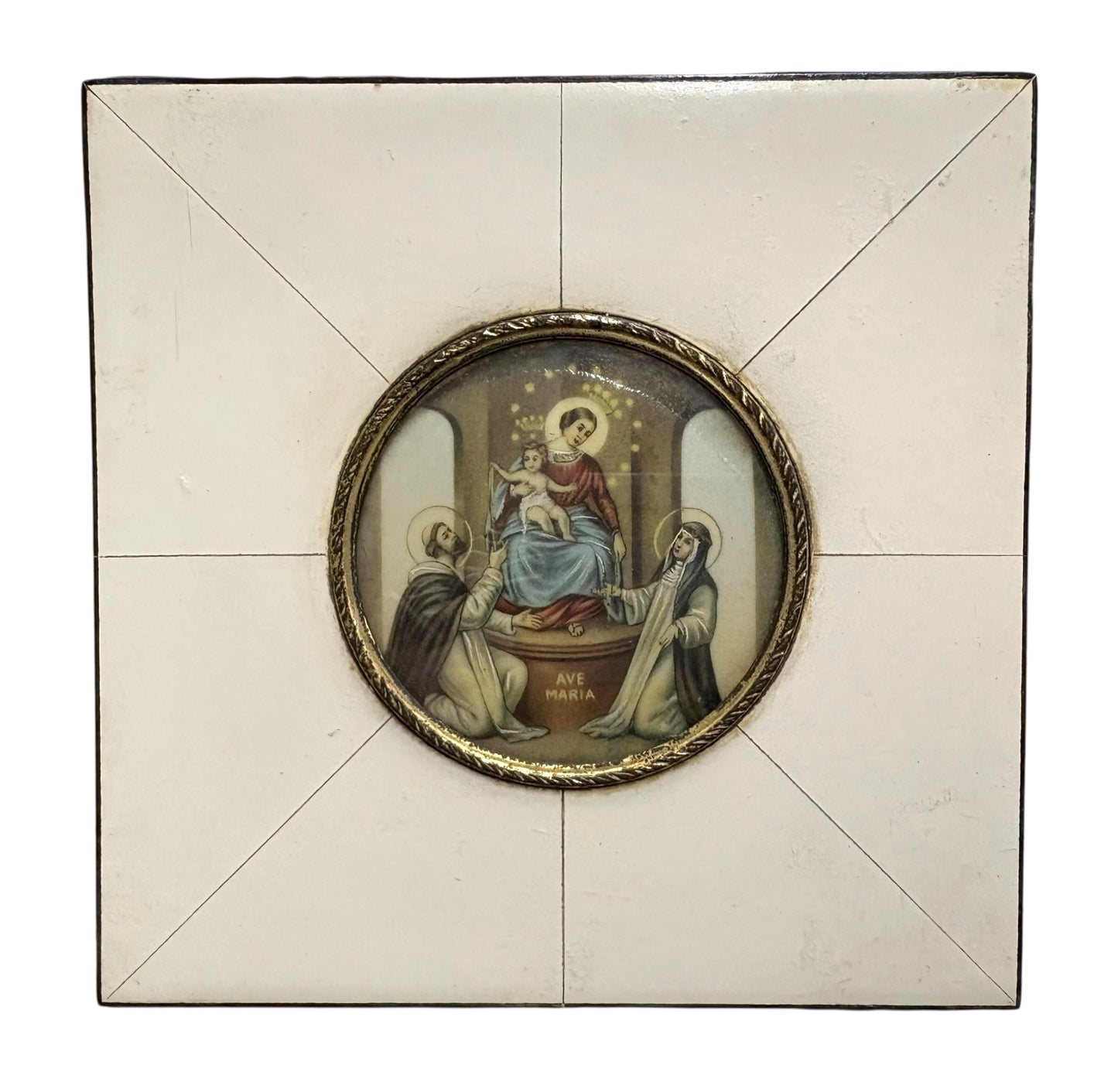 Framed “Ave Maria” Religious Icon with Madonna and Child