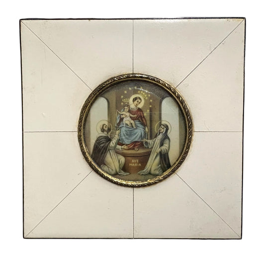 Framed “Ave Maria” Religious Icon with Madonna and Child