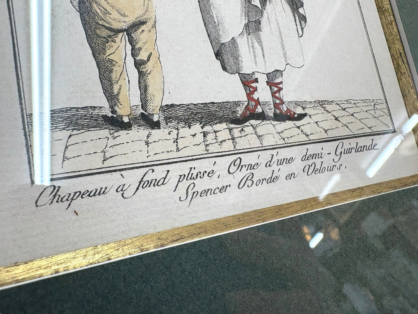 Antique Framed French Fashion Print