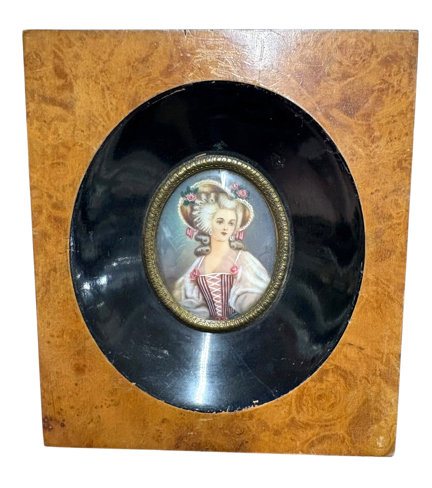 Framed Miniature Portrait of 18th-Century Lady