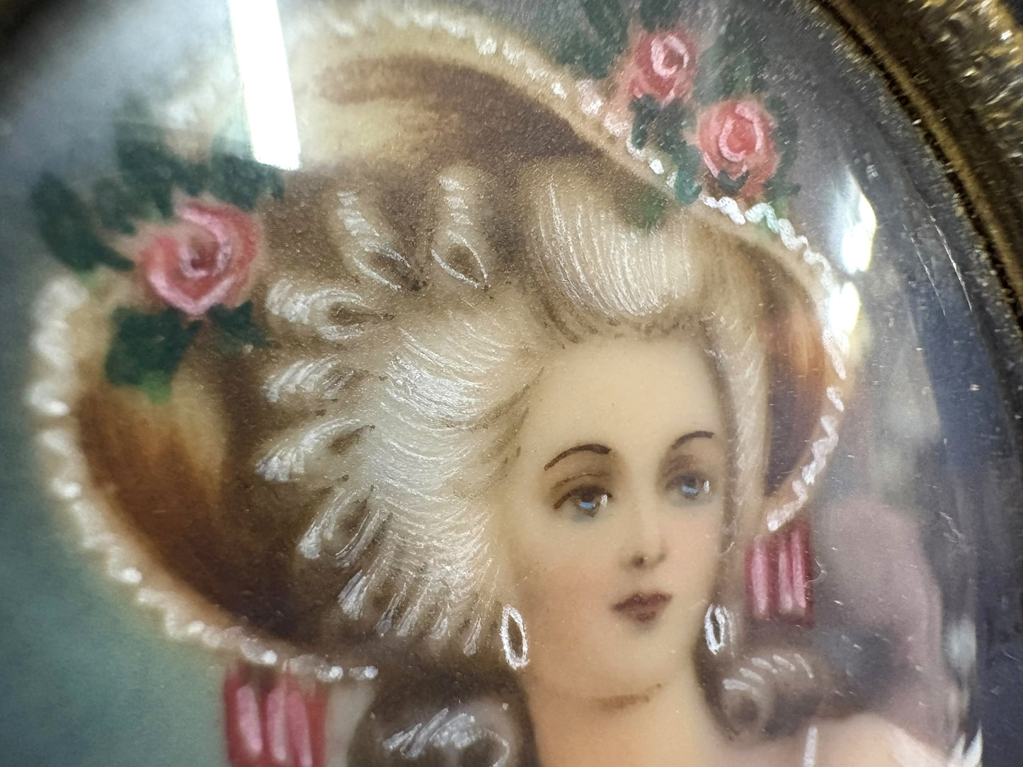 Framed Miniature Portrait of 18th-Century Lady