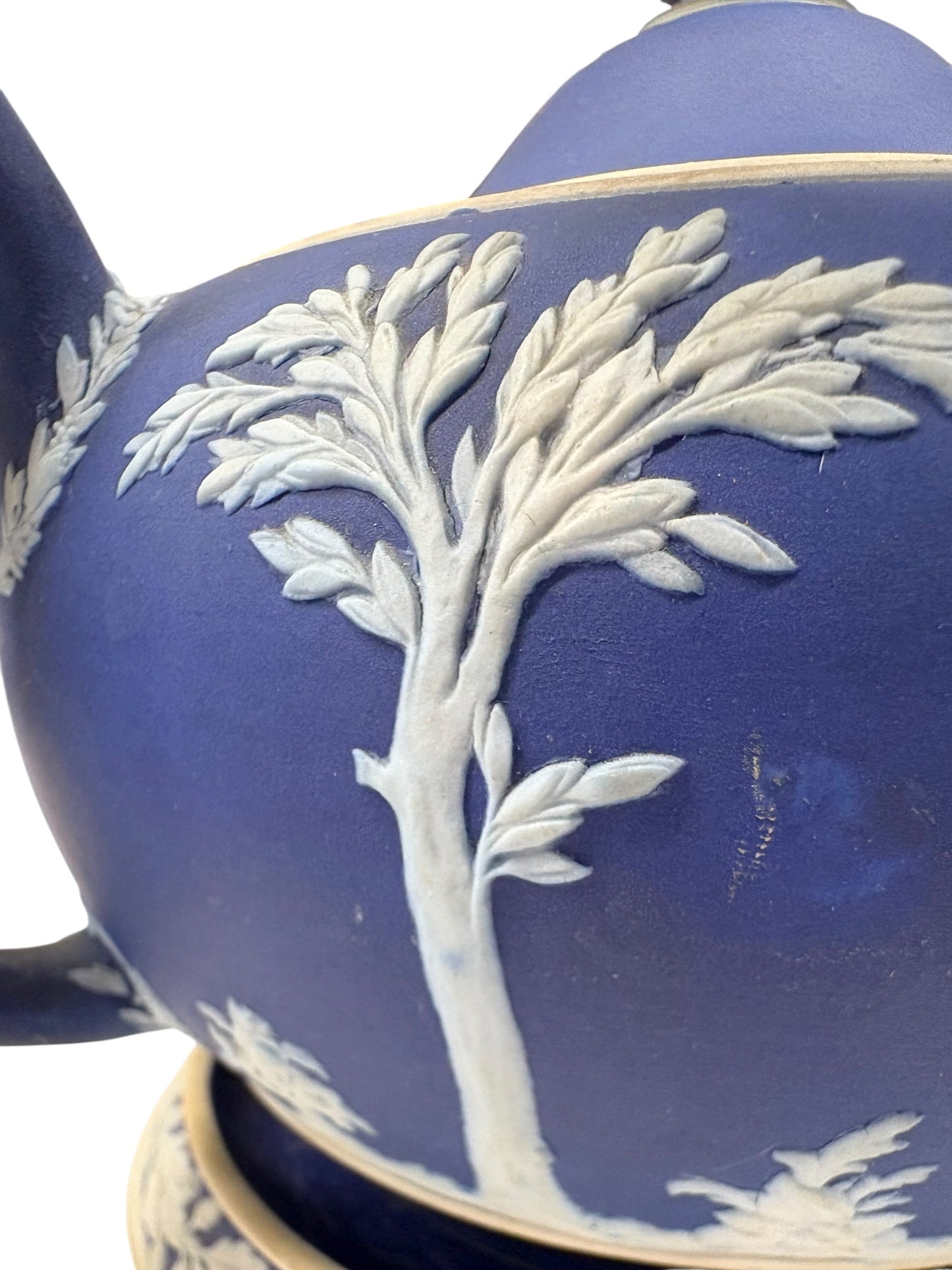 Wedgwood Blue Jasperware Teapot with Underplate