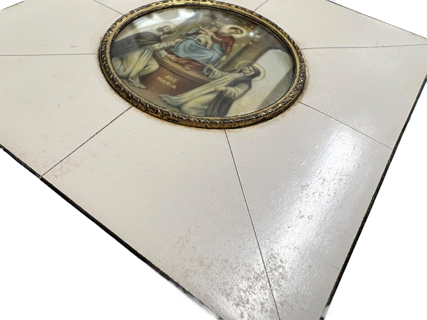 Framed “Ave Maria” Religious Icon with Madonna and Child