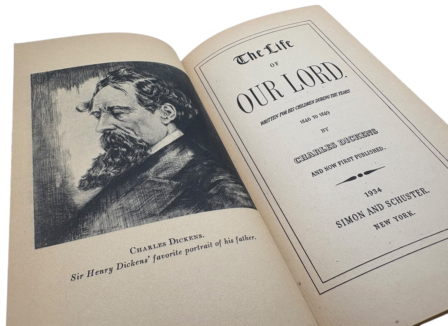 1934 First Edition, The Life of Our Lord by Charles Dickens