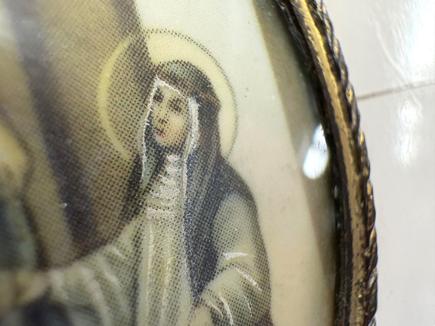 Framed “Ave Maria” Religious Icon with Madonna and Child