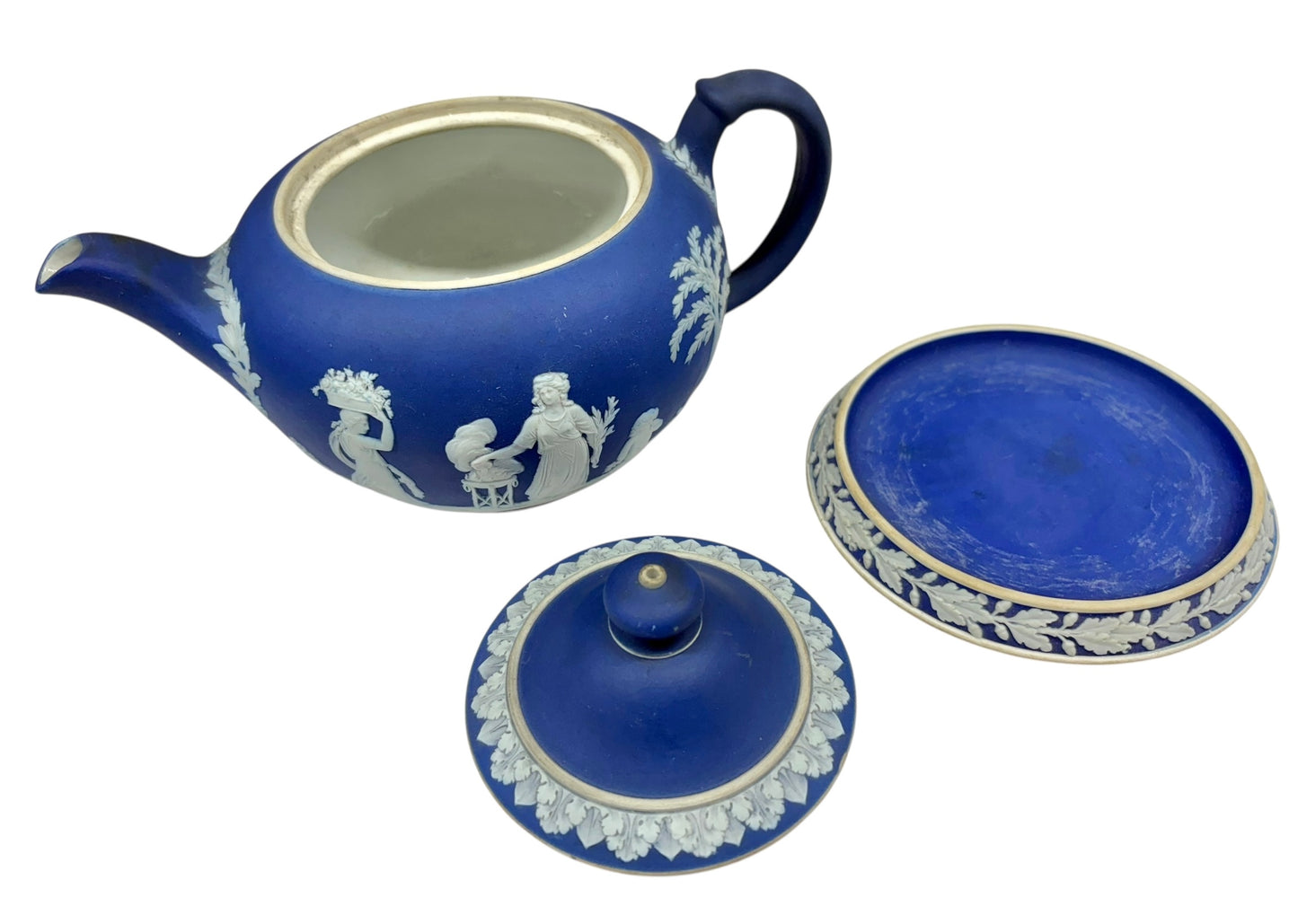 Wedgwood Blue Jasperware Teapot with Underplate