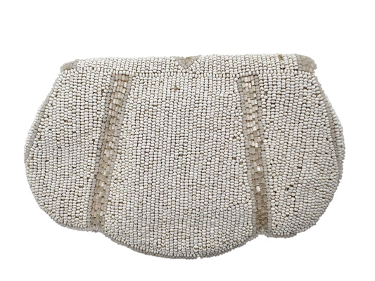 Whiting & Davis White Beaded Clutch