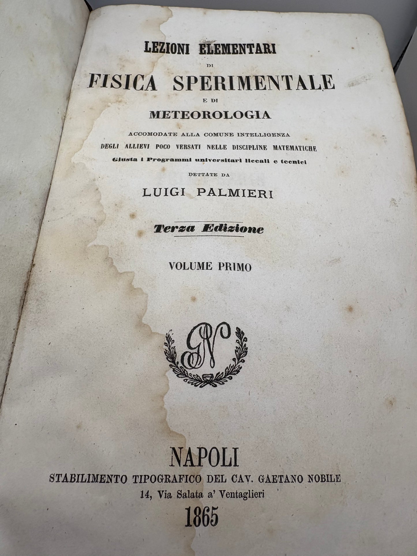 1865 Lezioni elementari di fisica sperimentale e meteorologia