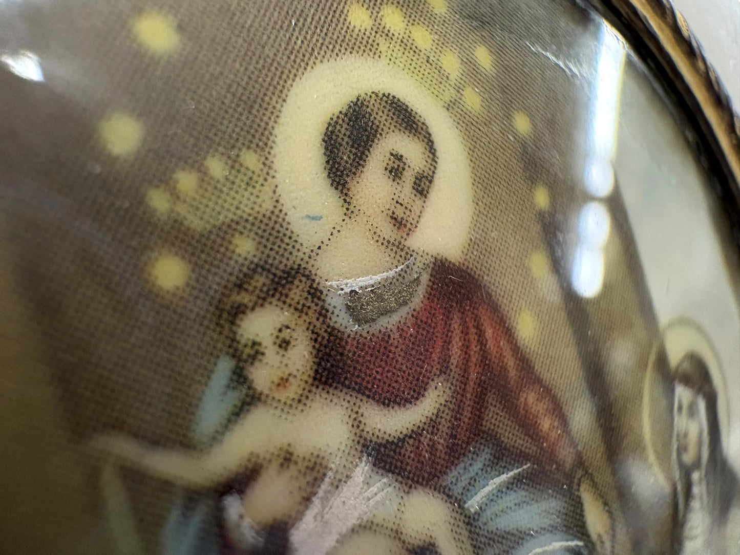 Framed “Ave Maria” Religious Icon with Madonna and Child