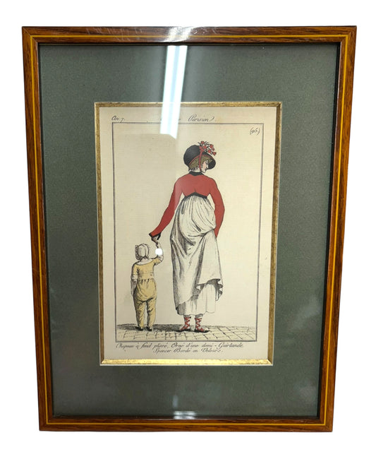 Antique Framed French Fashion Print
