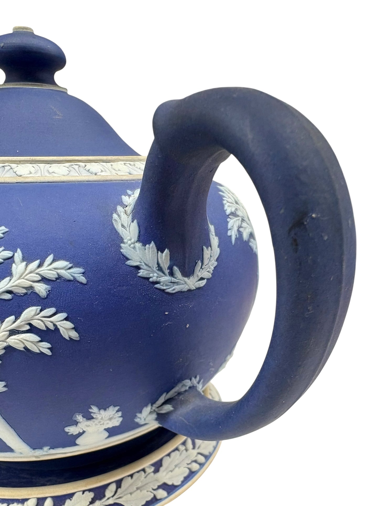 Wedgwood Blue Jasperware Teapot with Underplate