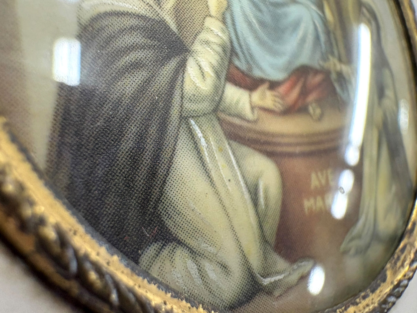Framed “Ave Maria” Religious Icon with Madonna and Child