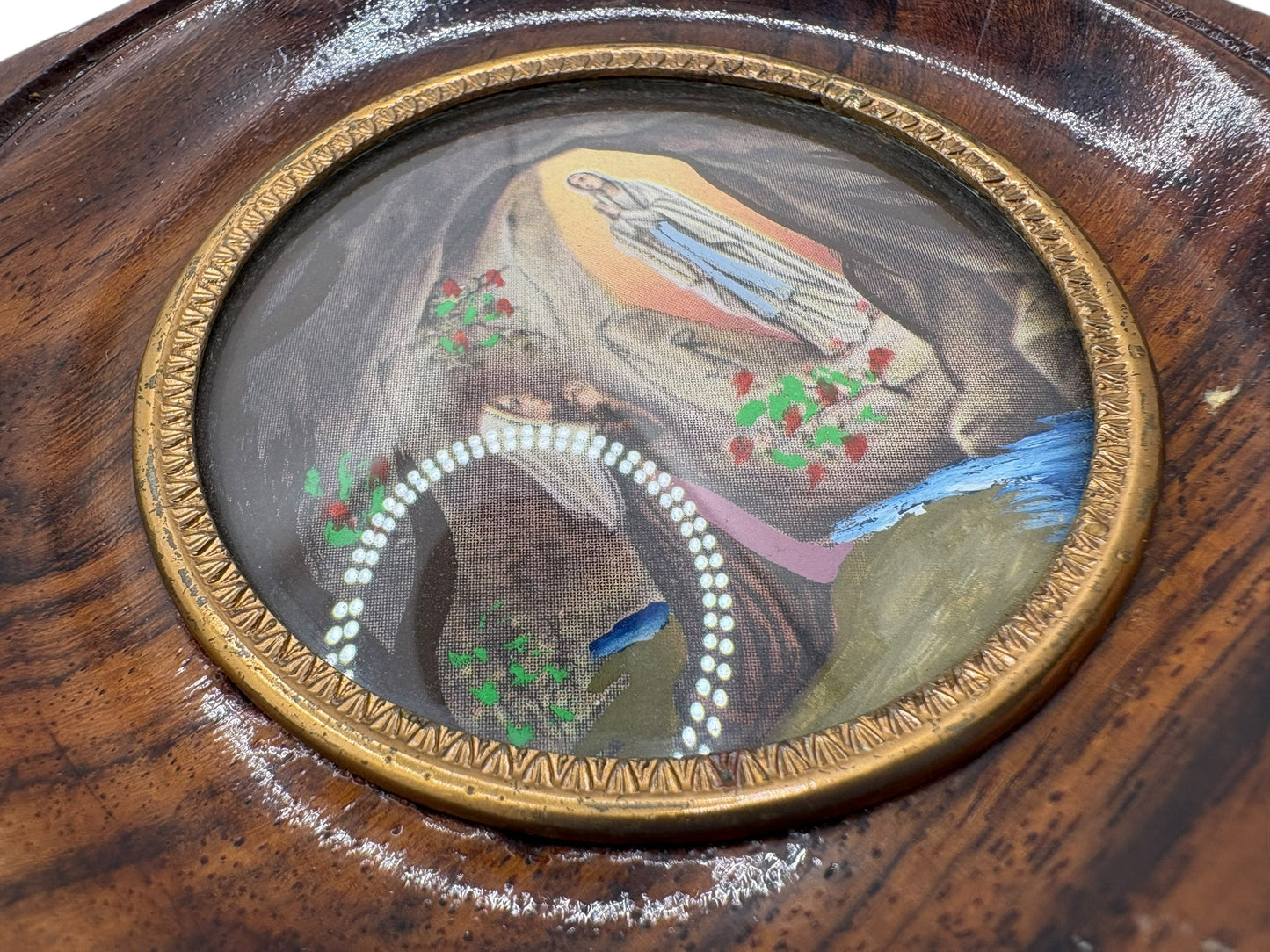 Hand-Painted Our Lady of Lourdes Miniature Art